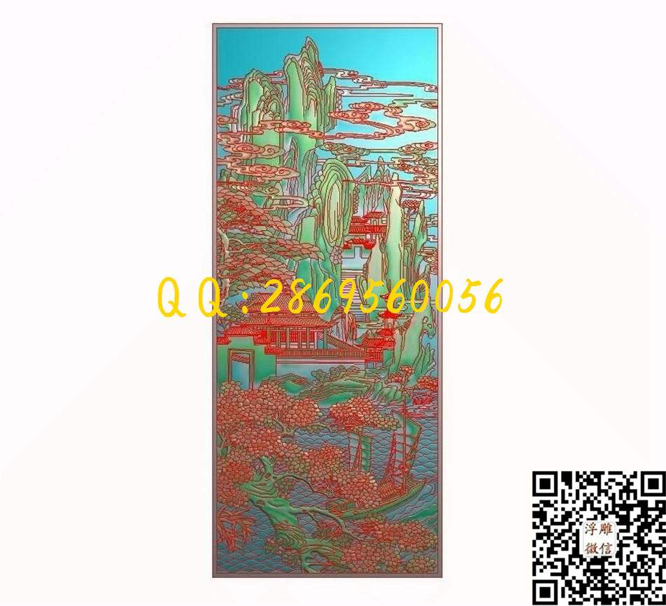 精品山水 1658-4000-20_山水风景围板屏风精雕图浮雕图